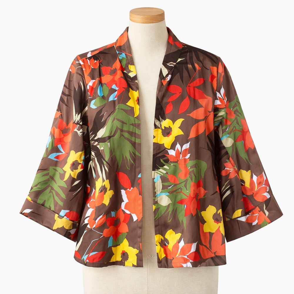 Studio V Size L Floral Brown Jacket